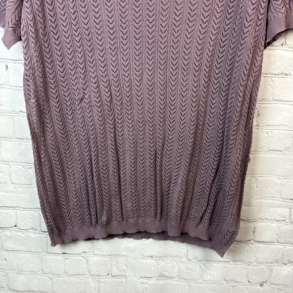 BloomChic Purple Geometric Sheer V Neck Knit Top Plus Size 2X - Picture 5 of 6